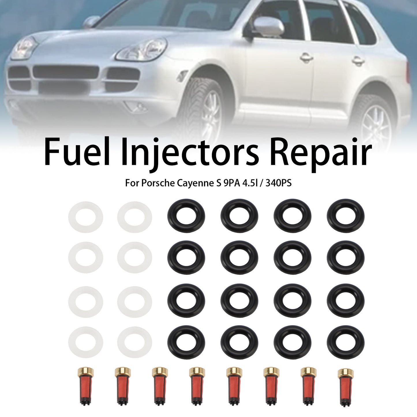 8PCS Fuel Injector Service Kit O-Ring 0280156101 Fit Porsche Cayenne S 4.5L
