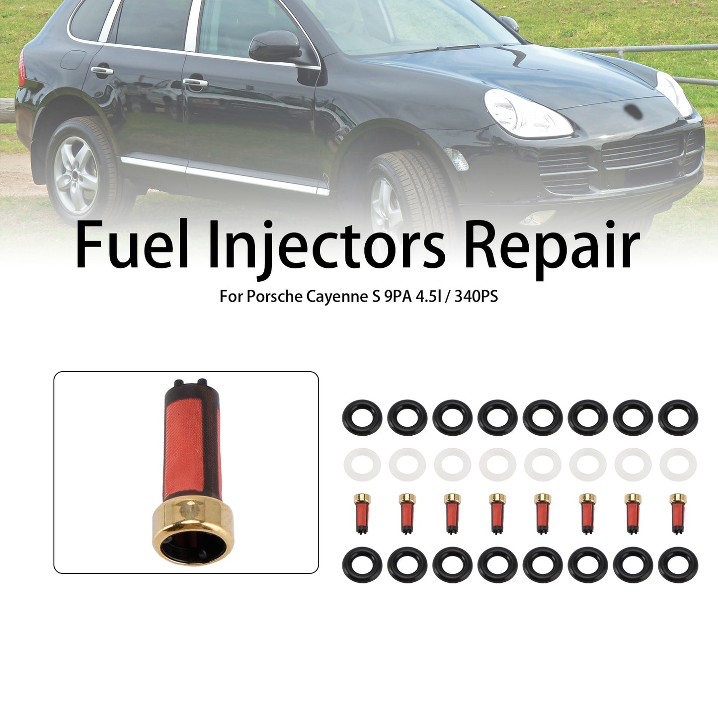 8PCS Fuel Injector Service Kit O-Ring 0280156101 Fit Porsche Cayenne S 4.5L