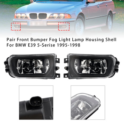 Pair Front Bumper Fog Light Lamp Housing Shell For BMW E39 5-Serise 1995-1998