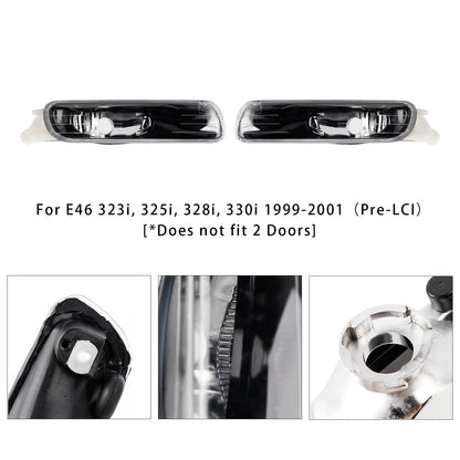 Pair Front Bumper Fog Light Without Blubs  For E46 323i 325i 1999-2001（Pre-LCI）