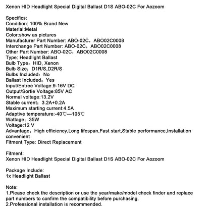 Xenon HID Headlight Special Digital Ballast D1S ABO-02C