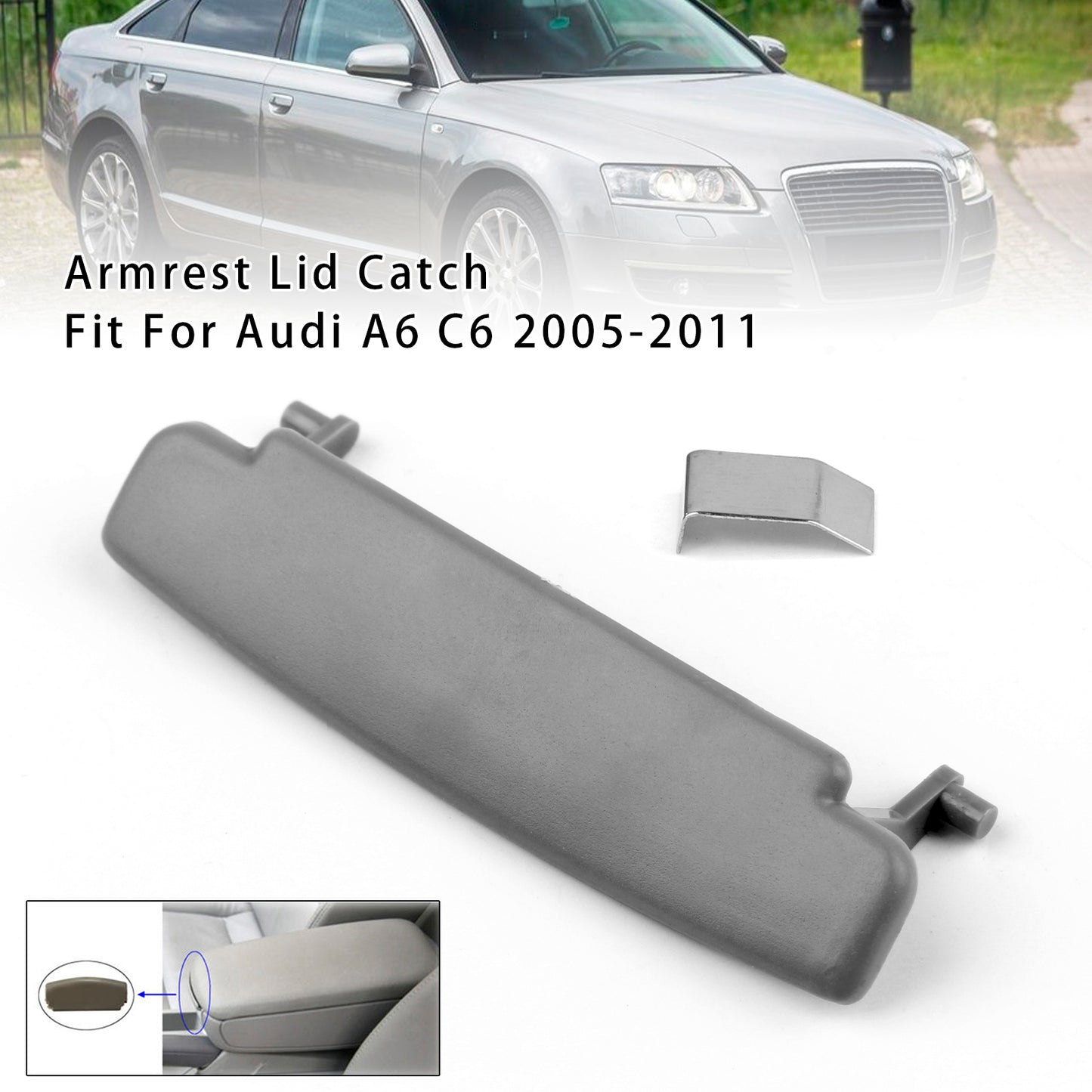 Gray Console Center Armrest Lid Latch For Audi A6 C6 2005-2011 4F0864245