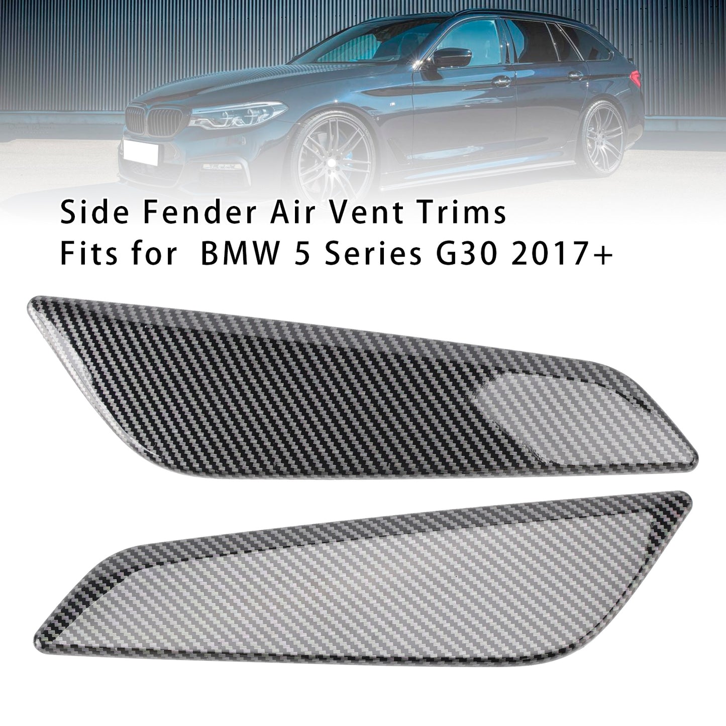Carbon Fiber Style Fender Side Air Vent Trims For BMW 5 Series G30 2017+