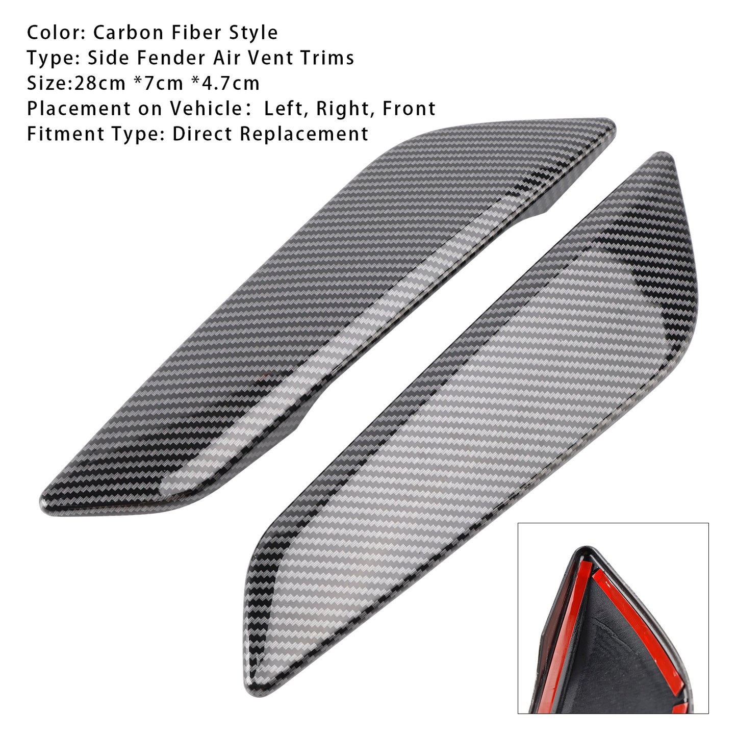 Carbon Fiber Style Fender Side Air Vent Trims For BMW 5 Series G30 2017+