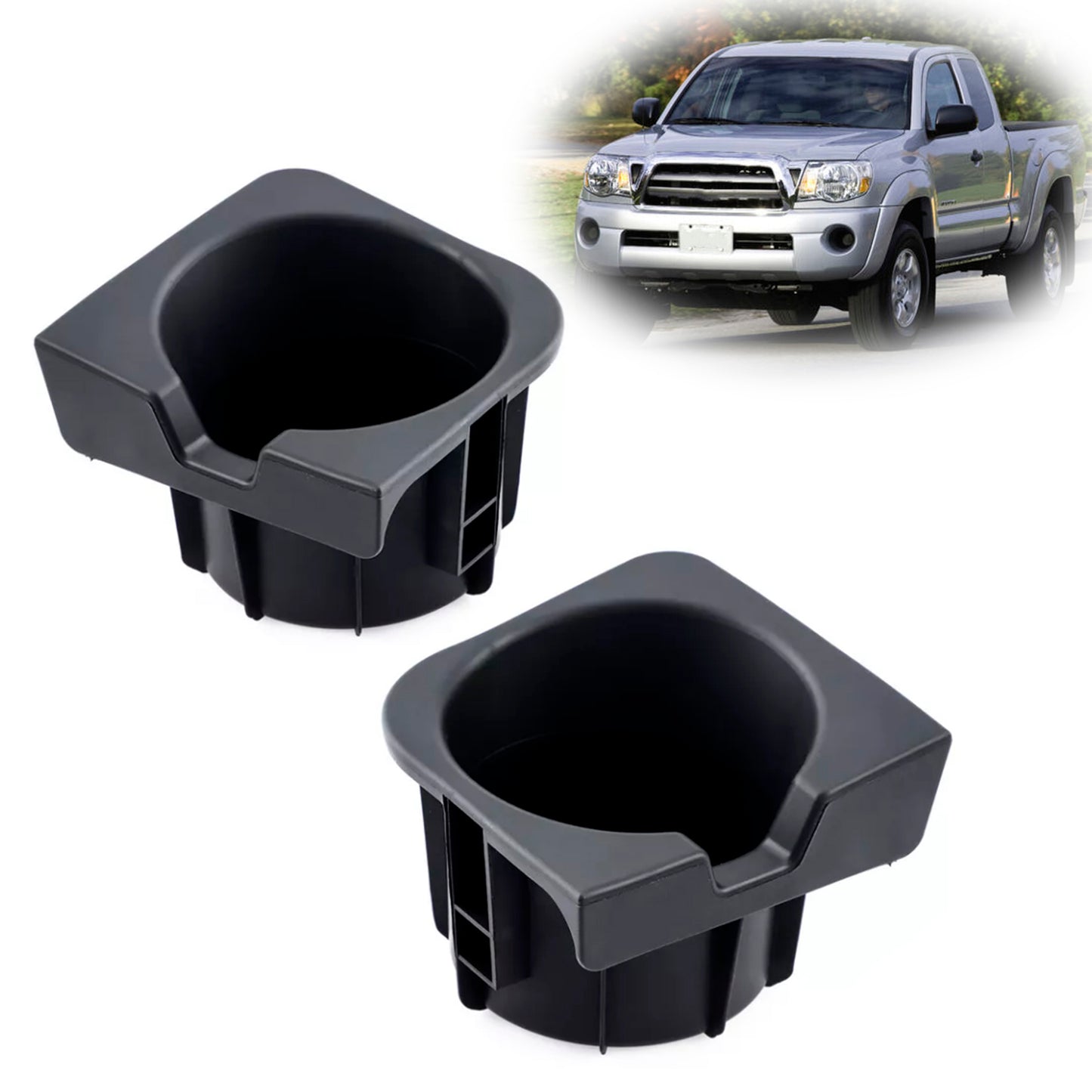 2005-2017 Toyota Tacoma 2PCS Right+Left Black Center Console Cup Holder Insert