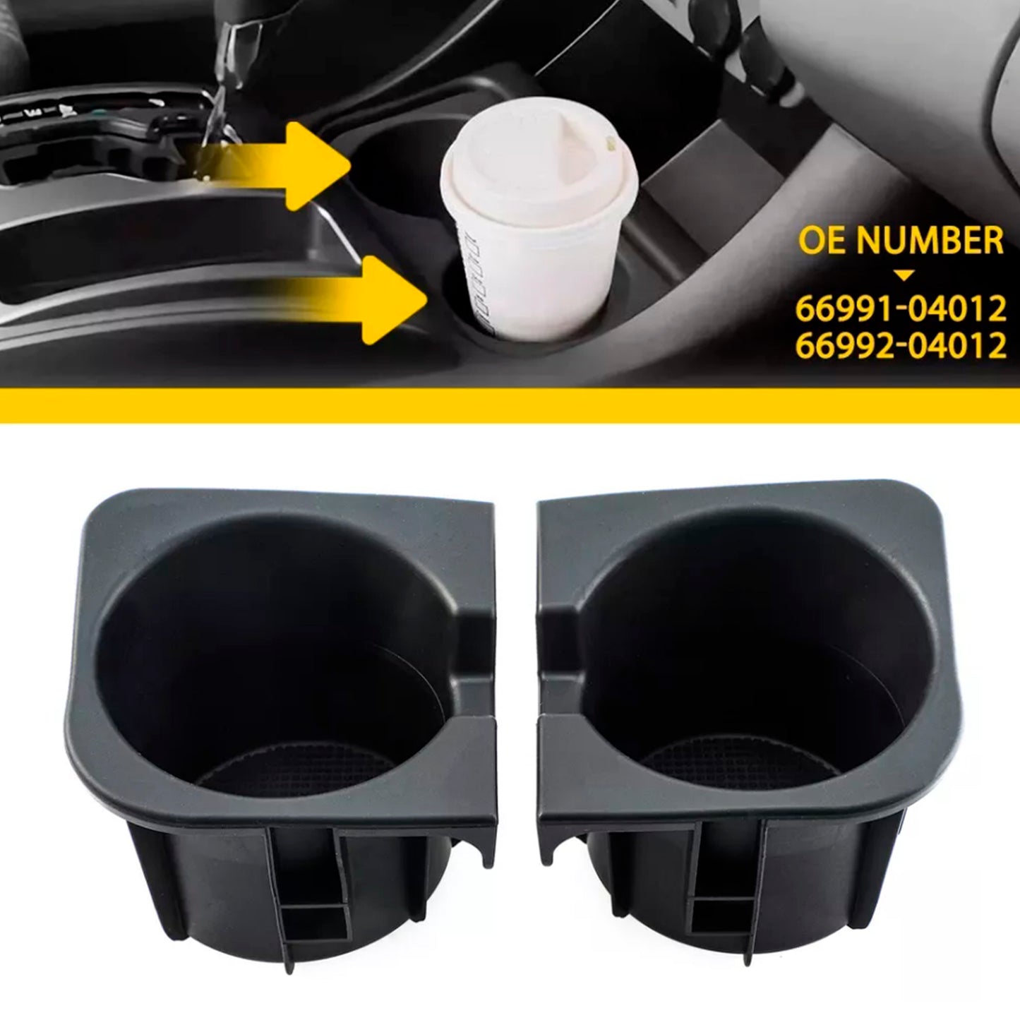 2005-2017 Toyota Tacoma 2PCS Right+Left Black Center Console Cup Holder Insert