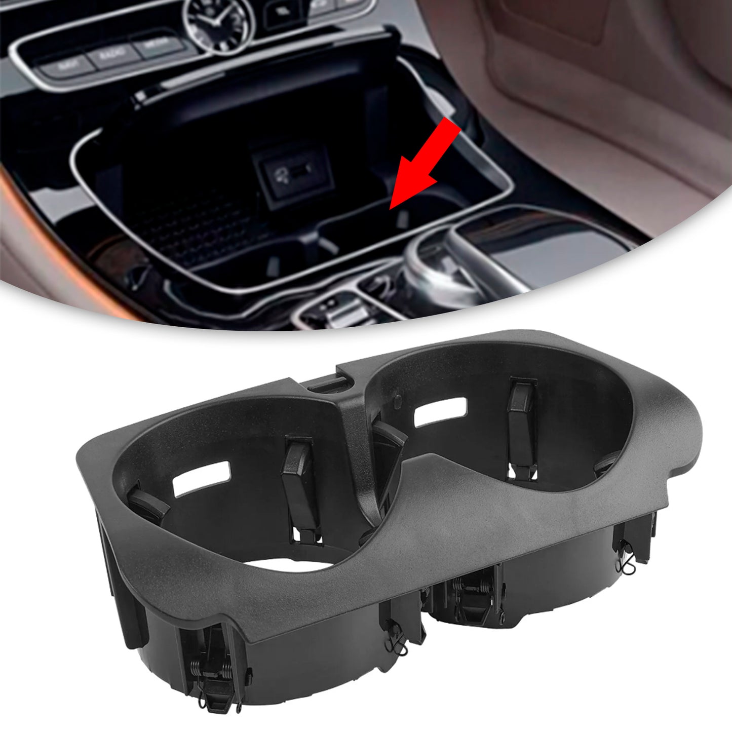 2013- Mercedes C-Class W2052056800691Front Dual Cup Holder Black