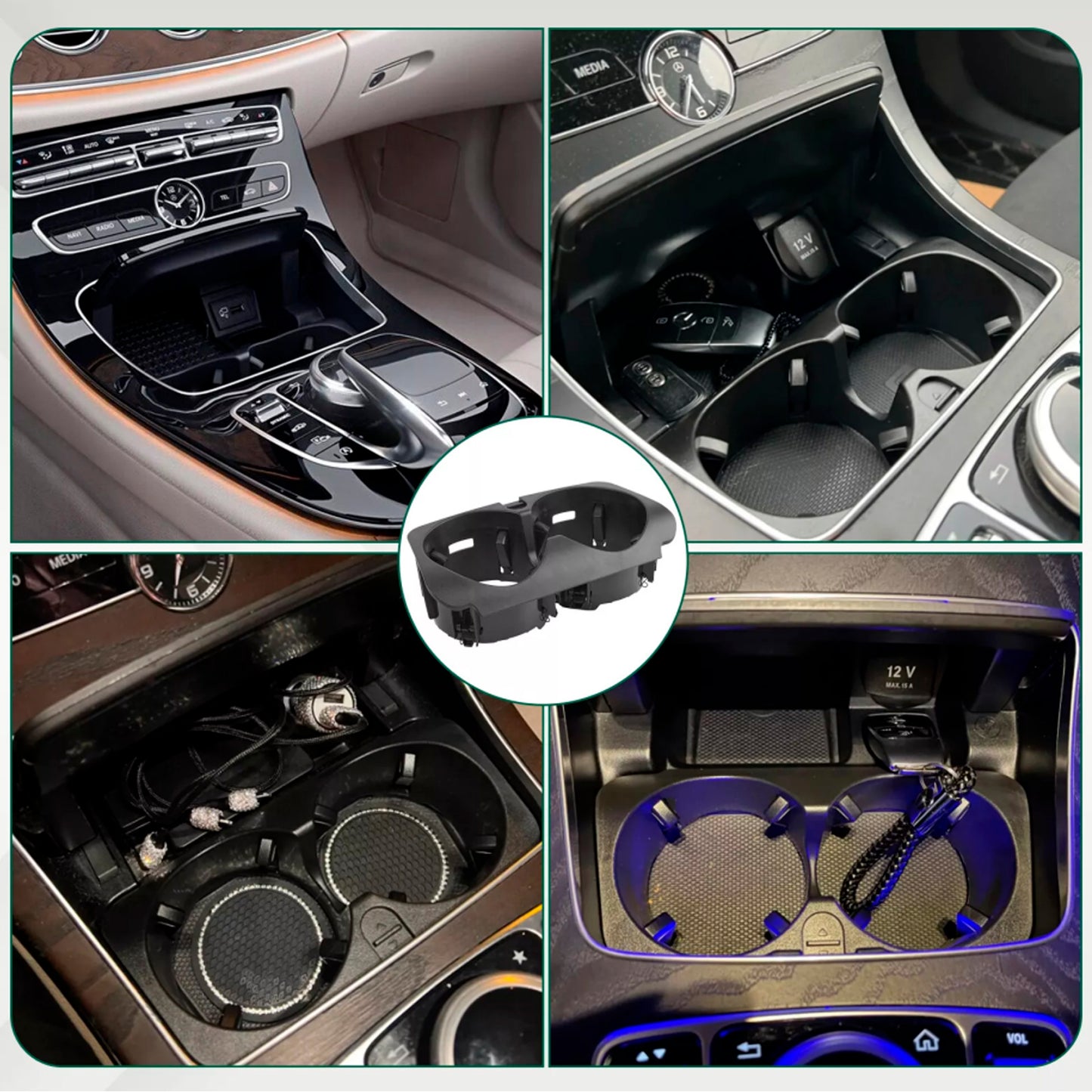 2013- Mercedes C-Class W2052056800691Front Dual Cup Holder Black