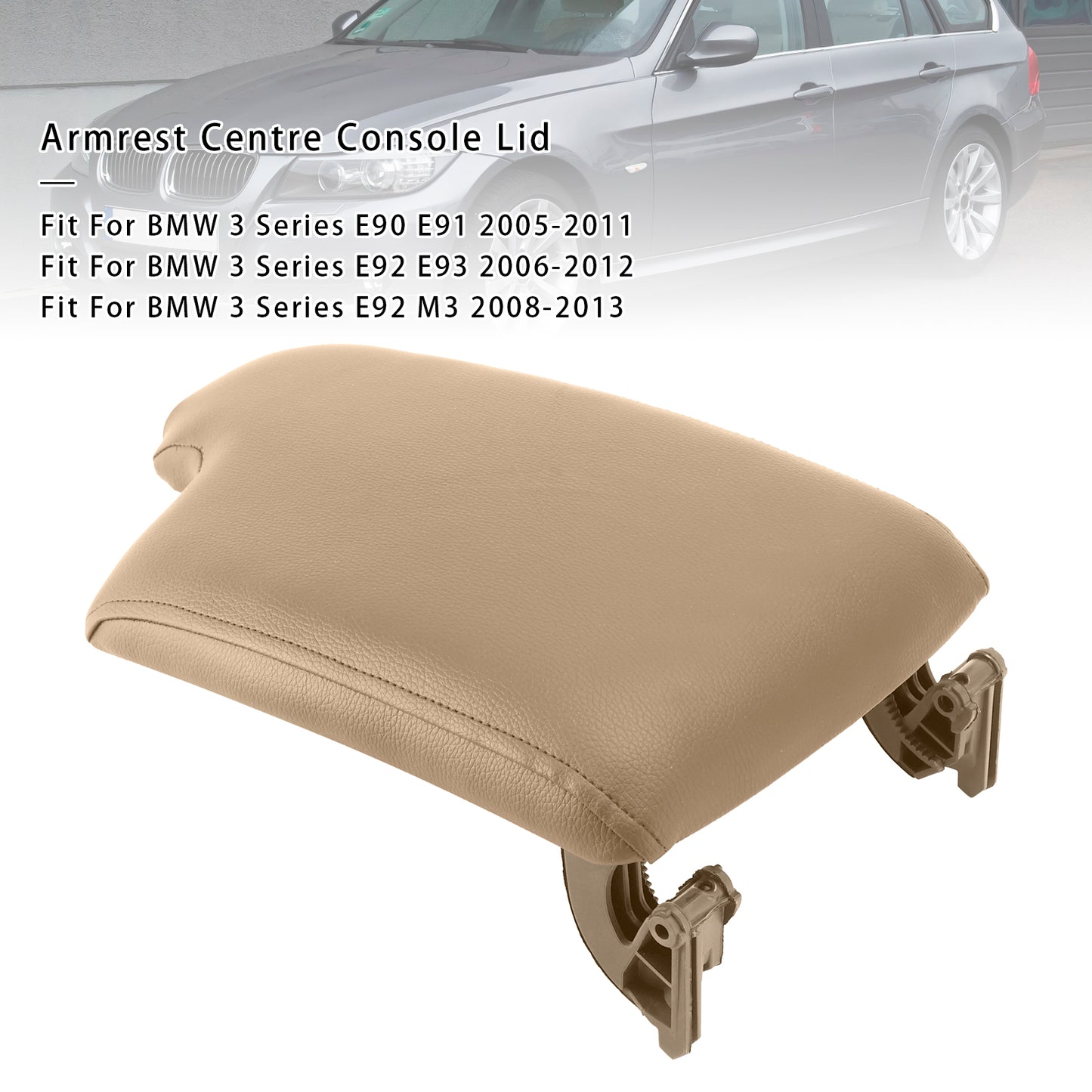 BMW E90 E91 E92 E93 51169134486 Beige Leather Armrest Centre Console Lid