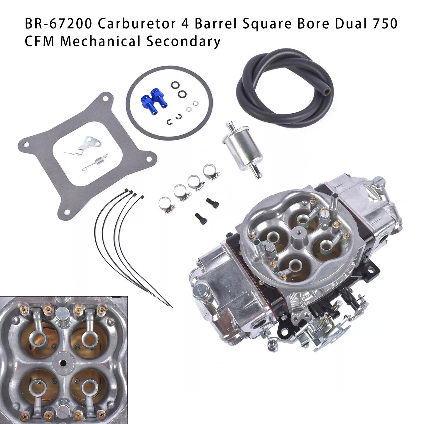 BR-67200 Carburetor 4 Barrel Square Bore Dual 750 CFM Mechanical Secondary