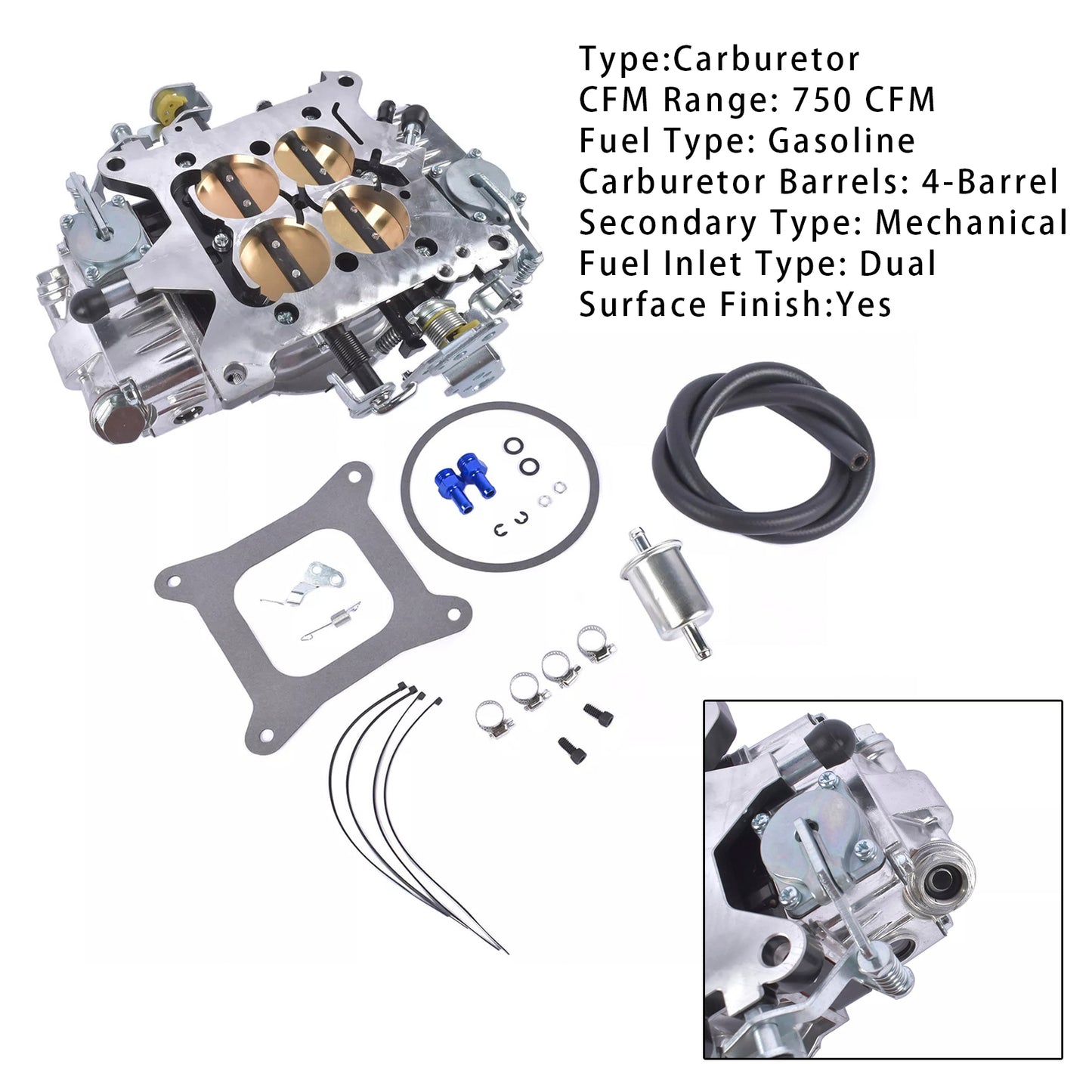 BR-67200 Carburetor 4 Barrel Square Bore Dual 750 CFM Mechanical Secondary