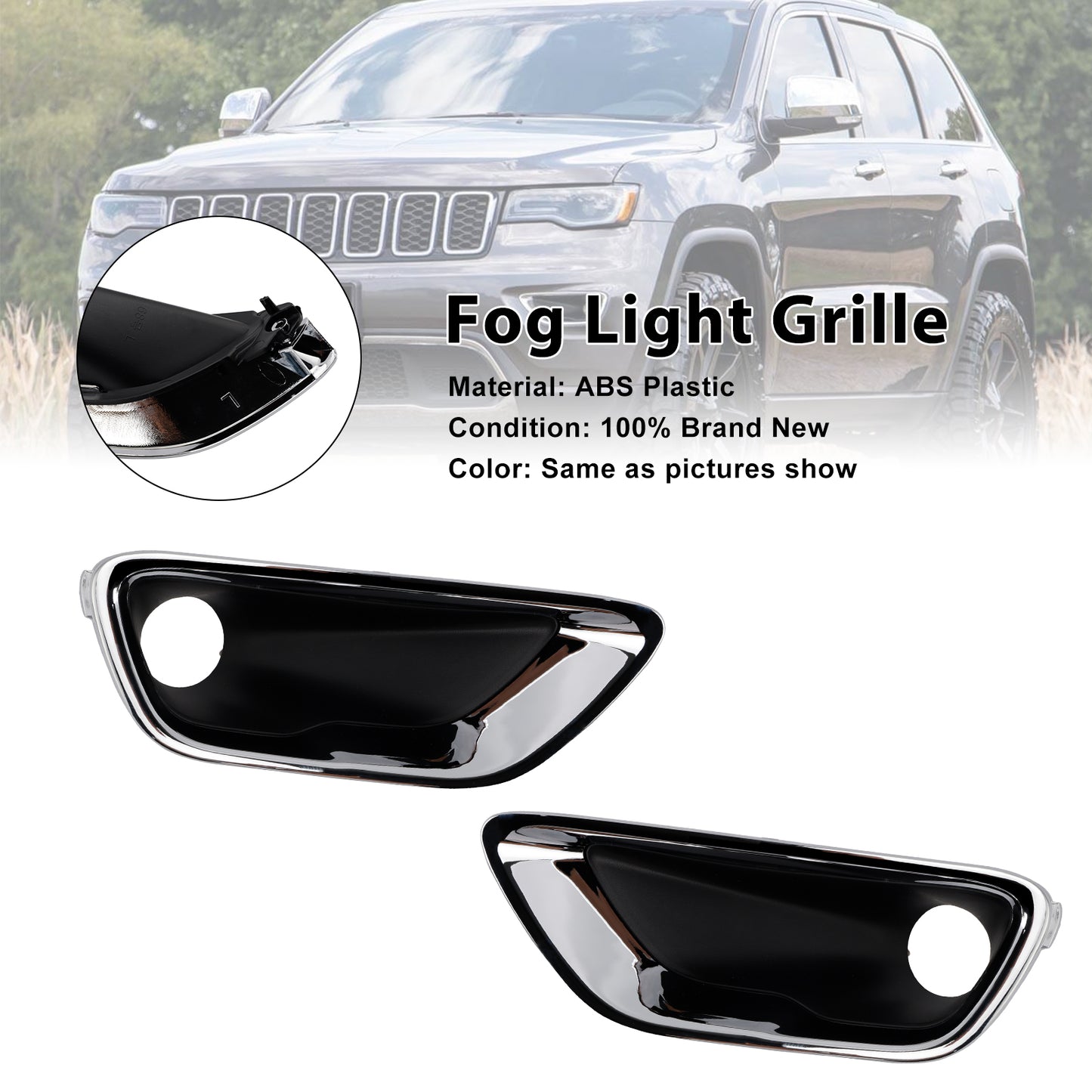 2PCS Front Fog Light Lamp Bezel 68261711AA Fit Jeep Grand Cherokee 2016-2020