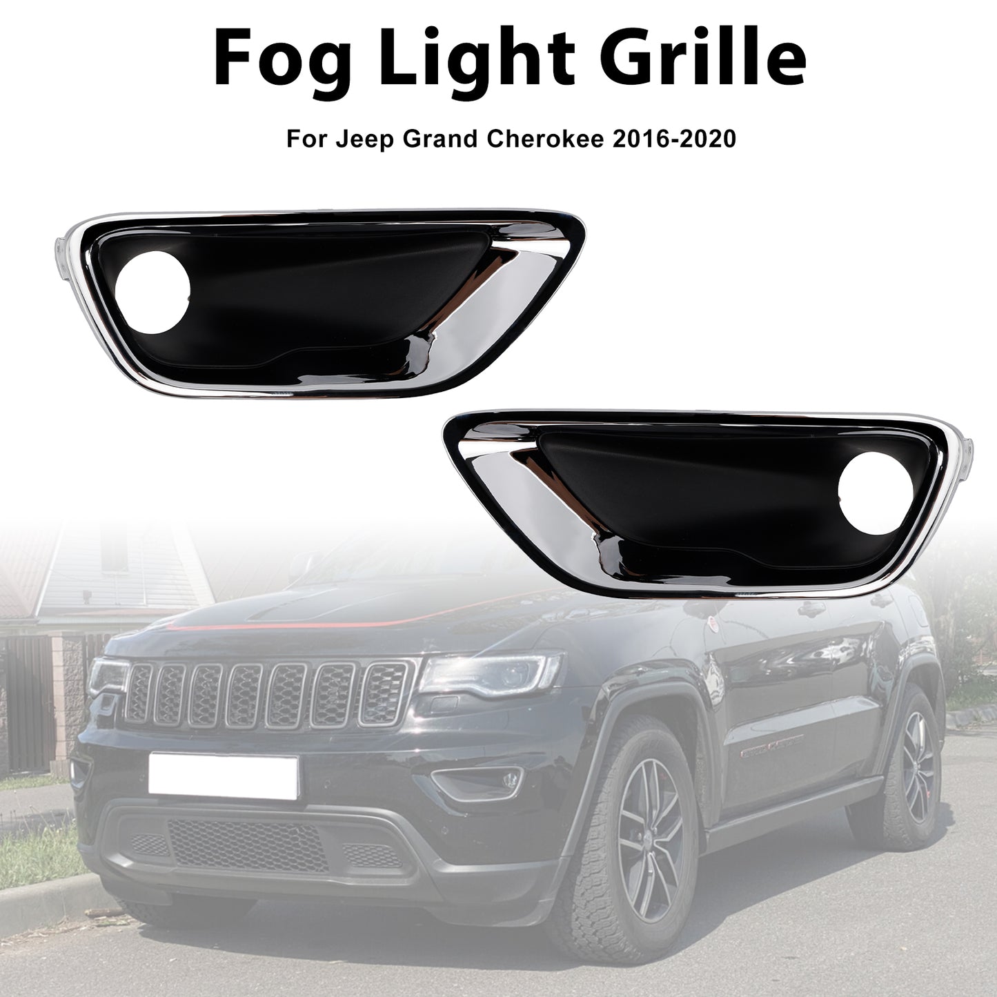 2PCS Front Fog Light Lamp Bezel 68261711AA Fit Jeep Grand Cherokee 2016-2020