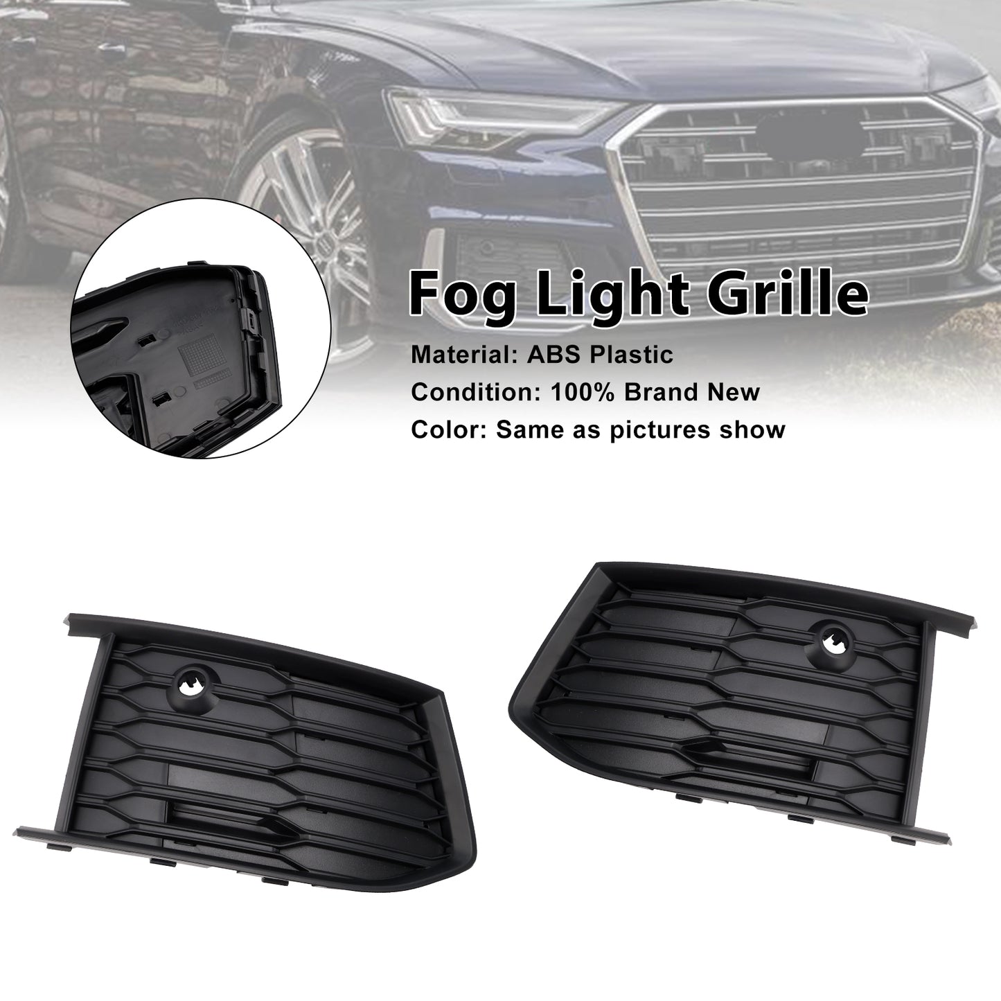 2PCS Front Fog Light Lamp Bezel Fit Audi A6 C8 S-Line S6 2019-2023