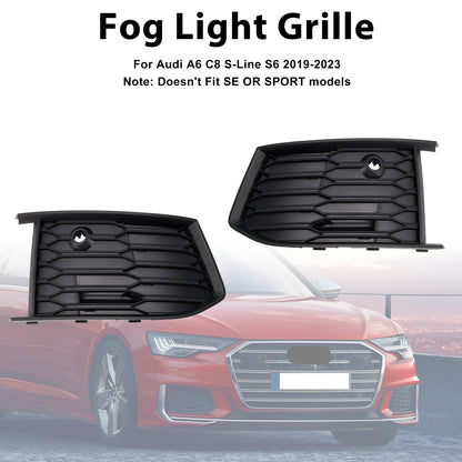 2PCS Front Fog Light Lamp Bezel Fit Audi A6 C8 S-Line S6 2019-2023