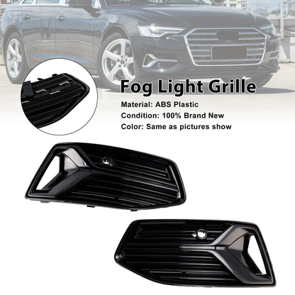 2PCS Front Bumper Fog Light Cover Grill Grille Fit Audi A6 C8 2019-2023