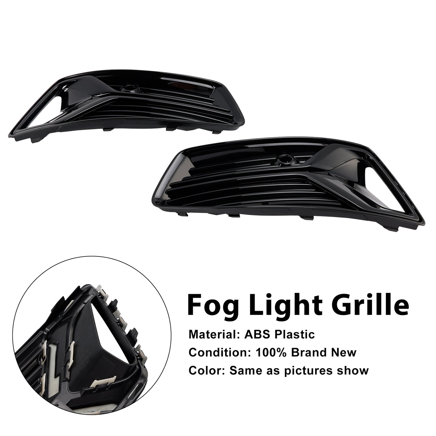 2PCS Front Bumper Fog Light Cover Grill Grille Fit Audi A6 C8 2019-2023
