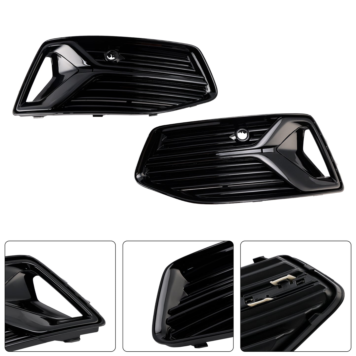 2PCS Front Bumper Fog Light Cover Grill Grille Fit Audi A6 C8 2019-2023