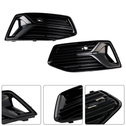 2PCS Front Bumper Fog Light Cover Grill Grille Fit Audi A6 C8 2019-2023