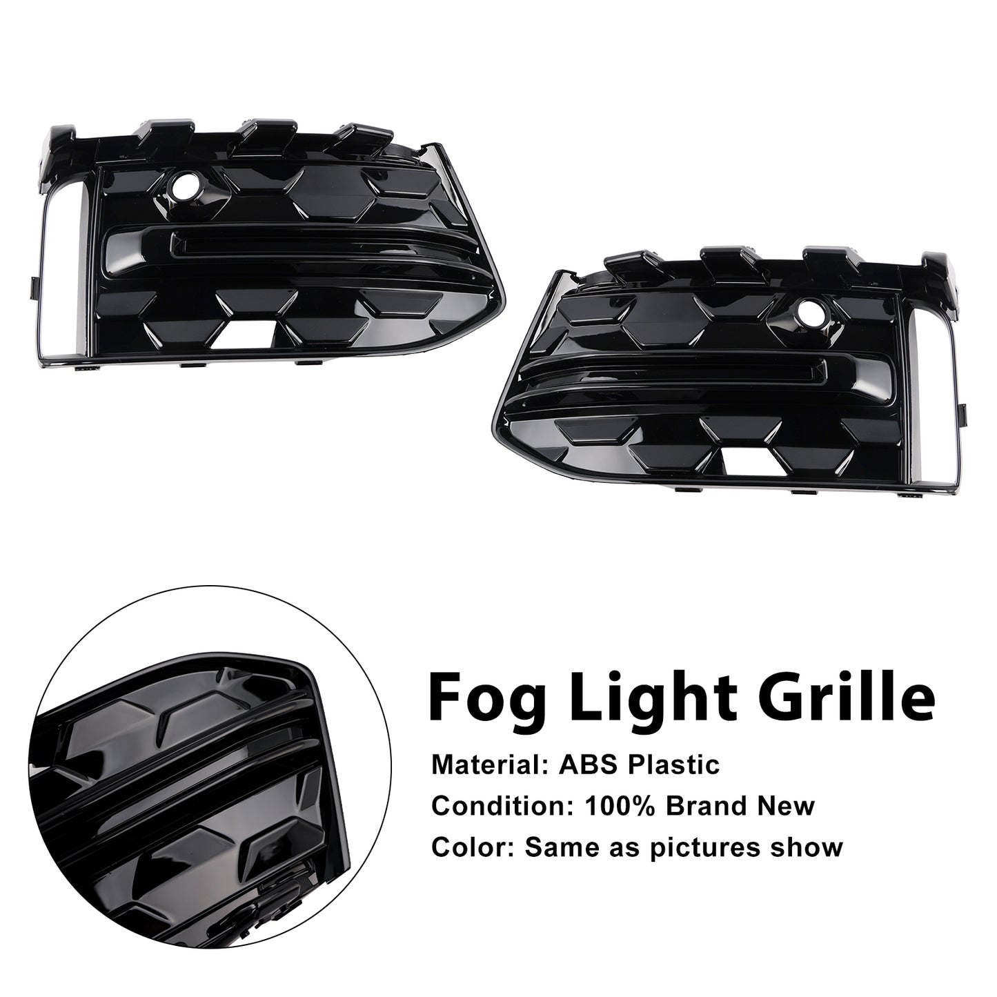 2PCS Front Bumper Fog Light Grille Trim Fit Audi A6L C8PA 2023+ Black