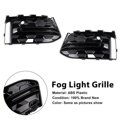 2PCS Front Bumper Fog Light Grille Trim Fit Audi A6L C8PA 2023+ Black
