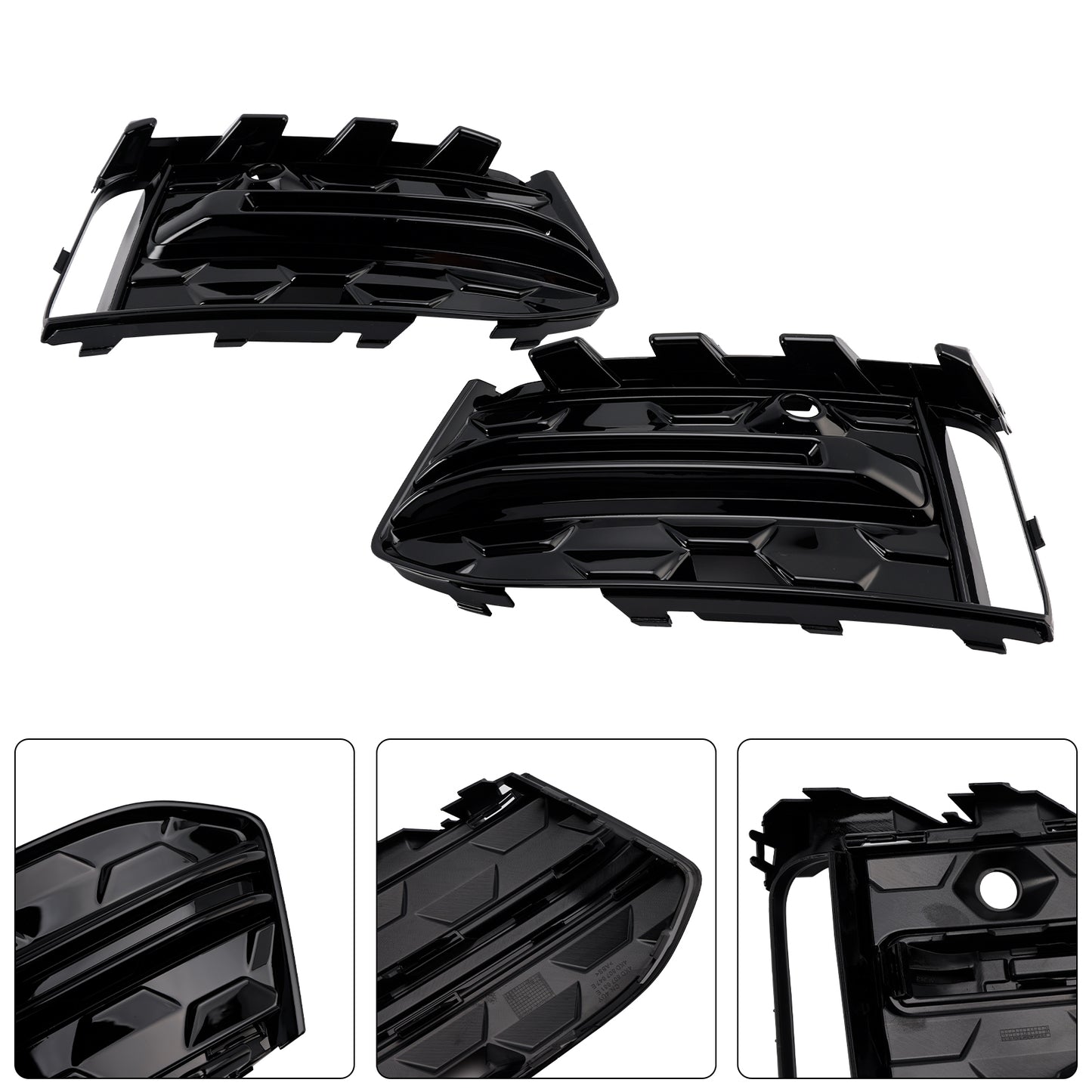2PCS Front Bumper Fog Light Grille Trim Fit Audi A6L C8PA 2023+ Black