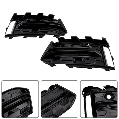 2PCS Front Bumper Fog Light Grille Trim Fit Audi A6L C8PA 2023+ Black