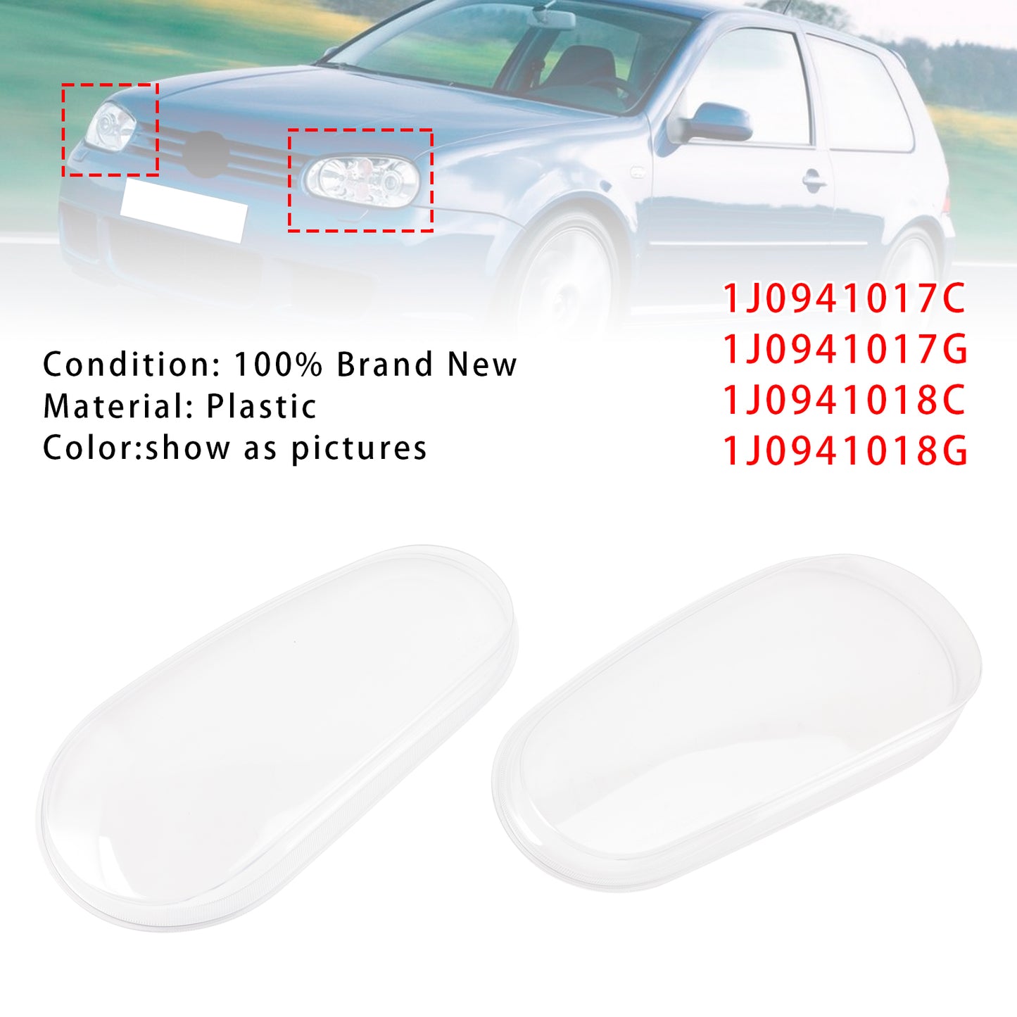Left+Right Headlight Lens Shell Cover Lampshade For VW MK4 Golf/GTI/R32 1999-2005
