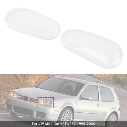 Left+Right Headlight Lens Shell Cover Lampshade For VW MK4 Golf/GTI/R32 1999-2005