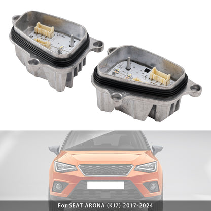 2PCS Left+Right Headlight LED DRL Module With Heat Sink 6F0941475/76 For SEAT ARONA KJ