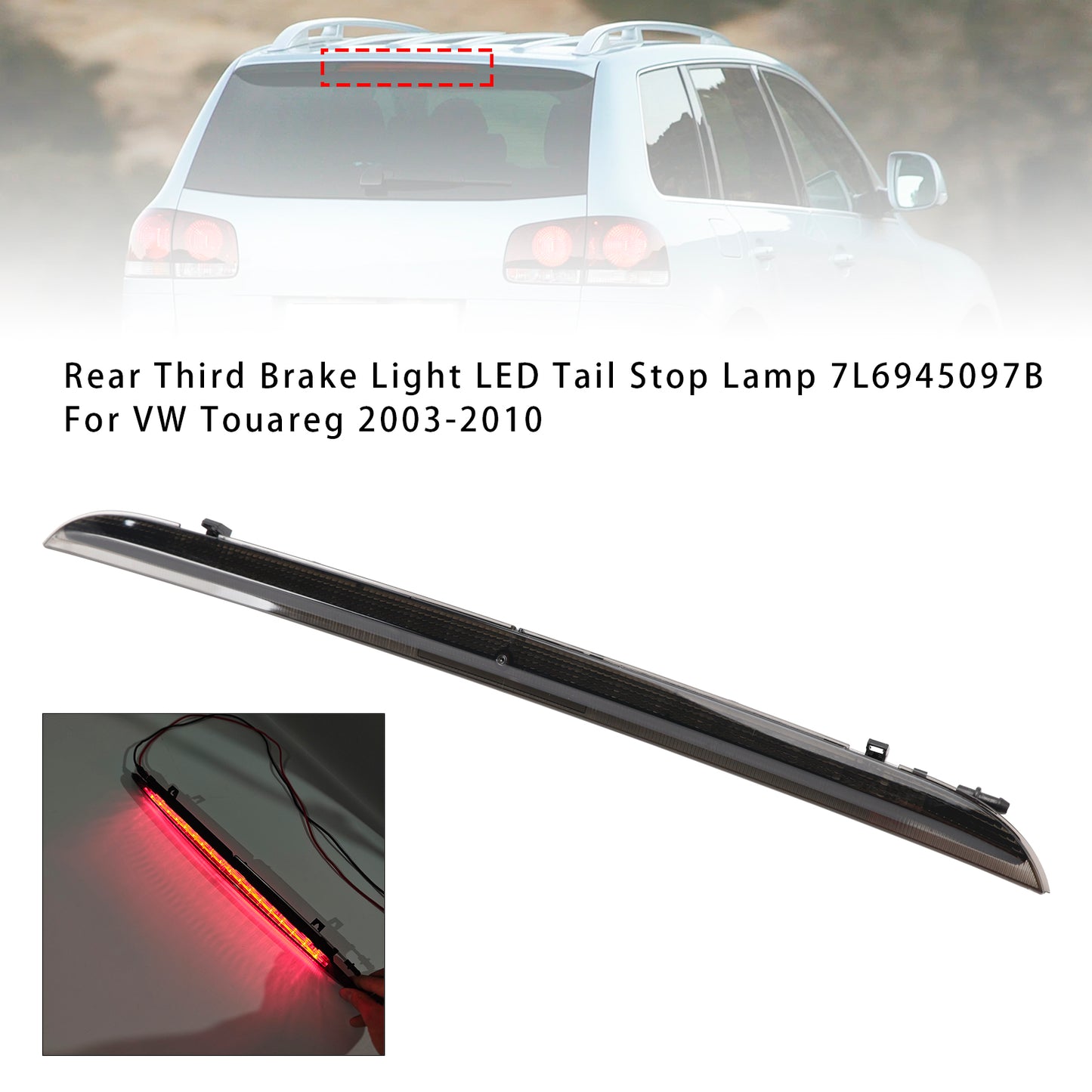 Rear Third Brake Light LED Tail Stop Lamp 7L6945097B For VW Touareg 2003-2010