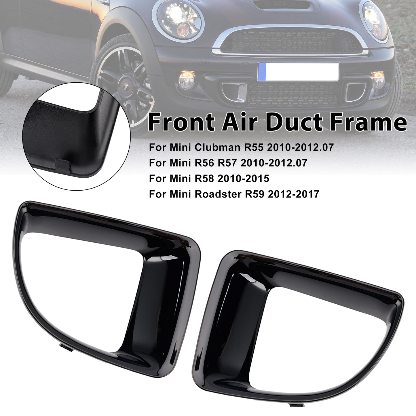 Gloss Black Front Air Duct Frame 51117255117 Fit Mini R55 R56 R57 R58 R59 JCW S