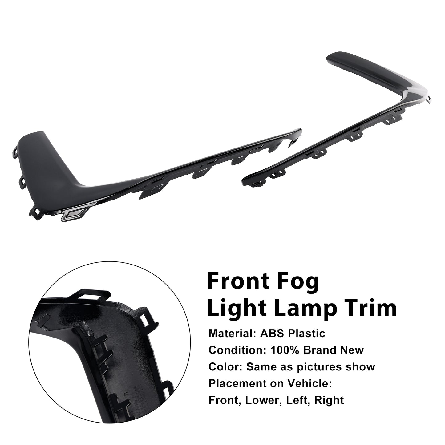 2PCS Front Fog Light Lamp Trim Fit Audi A6 C8 S-Line S6 2019-2023 Black