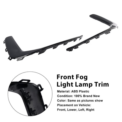 2PCS Front Fog Light Lamp Trim Fit Audi A6 C8 S-Line S6 2019-2023 Black