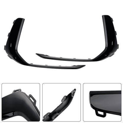2PCS Front Fog Light Lamp Trim Fit Audi A6 C8 S-Line S6 2019-2023 Black