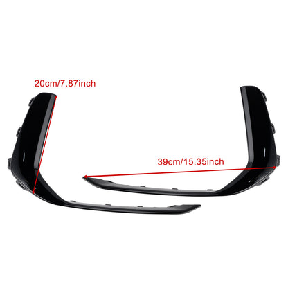 2PCS Front Fog Light Lamp Trim Fit Audi A6 C8 S-Line S6 2019-2023 Black