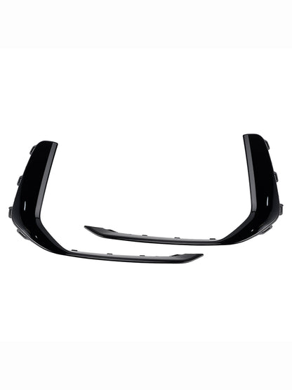2PCS Front Fog Light Lamp Trim Fit Audi A6 C8 S-Line S6 2019-2023 Black