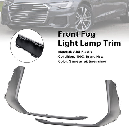 2PCS Front Fog Light Lamp Trim Fit Audi A6 C8 S-Line S6 2019-2023 Gray