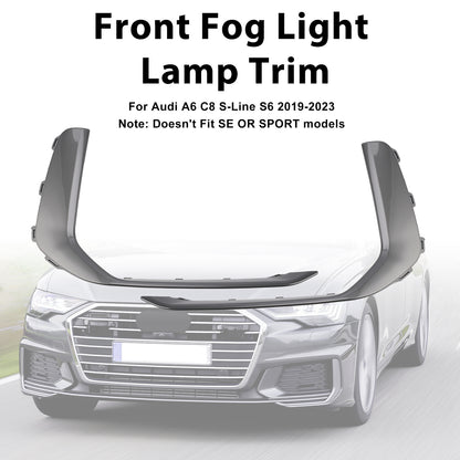 2PCS Front Fog Light Lamp Trim Fit Audi A6 C8 S-Line S6 2019-2023 Gray