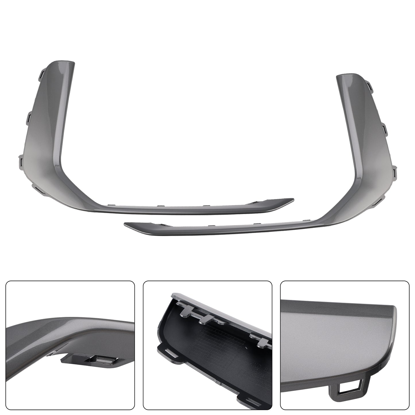 2PCS Front Fog Light Lamp Trim Fit Audi A6 C8 S-Line S6 2019-2023 Gray