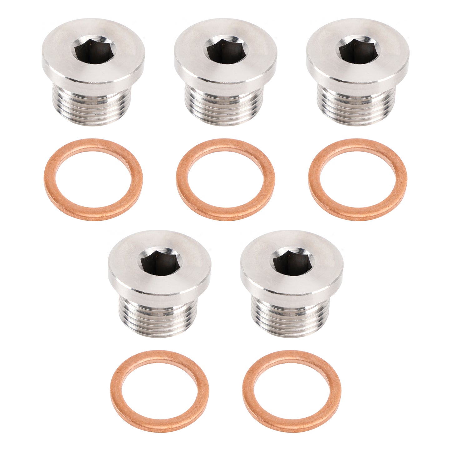 5X Standard M18 x 1.5 Sensor Plug Cap w/ Copper Washer Universal Fit Motorcycle