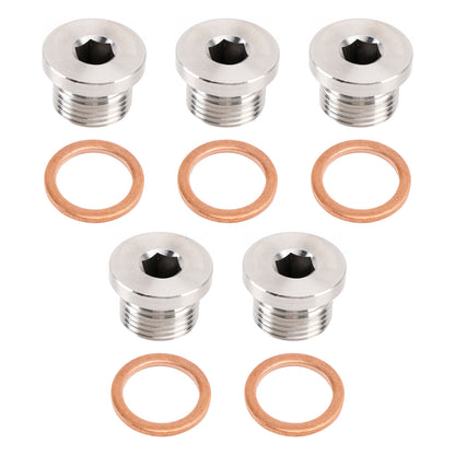 5X Standard M18 x 1.5 Sensor Plug Cap w/ Copper Washer Universal Fit Motorcycle