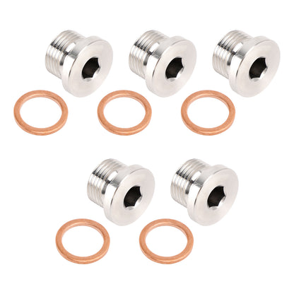 5X Standard M18 x 1.5 Sensor Plug Cap w/ Copper Washer Universal Fit Motorcycle