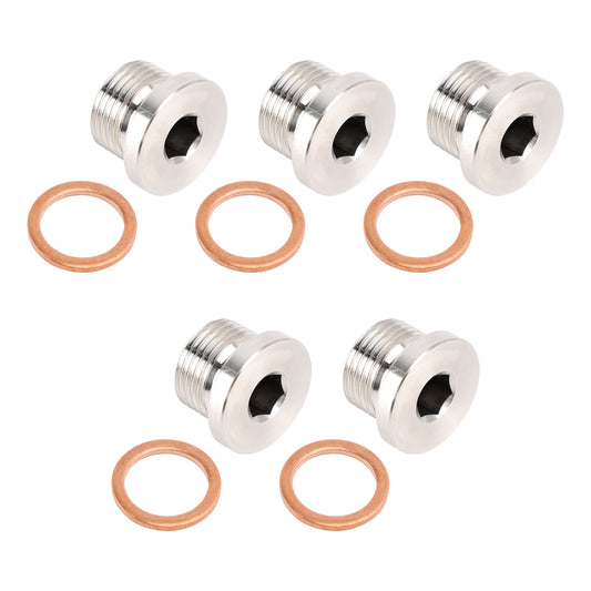 5X Standard M18 x 1.5 Sensor Plug Cap w/ Copper Washer Universal Fit Motorcycle