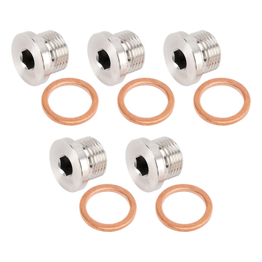 5X Standard M18 x 1.5 Sensor Plug Cap w/ Copper Washer Universal Fit Motorcycle