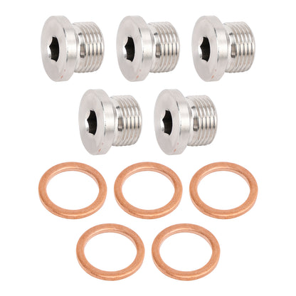 5X Standard M18 x 1.5 Sensor Plug Cap w/ Copper Washer Universal Fit Motorcycle