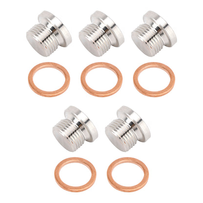 5X Standard M18 x 1.5 Sensor Plug Cap w/ Copper Washer Universal Fit Motorcycle