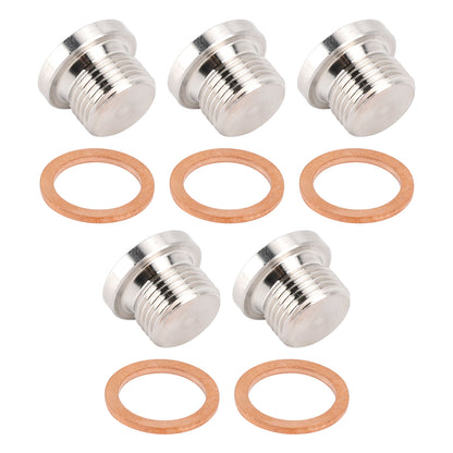 5X Standard M18 x 1.5 Sensor Plug Cap w/ Copper Washer Universal Fit Motorcycle