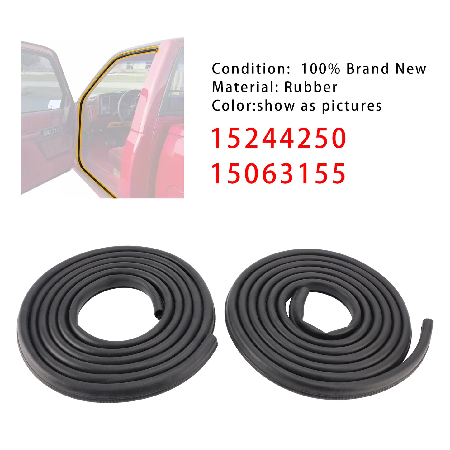 2pcs Front Door Weather Strip Seal 15244250 15063155 For Chevy Silverado Cab 1999-2007