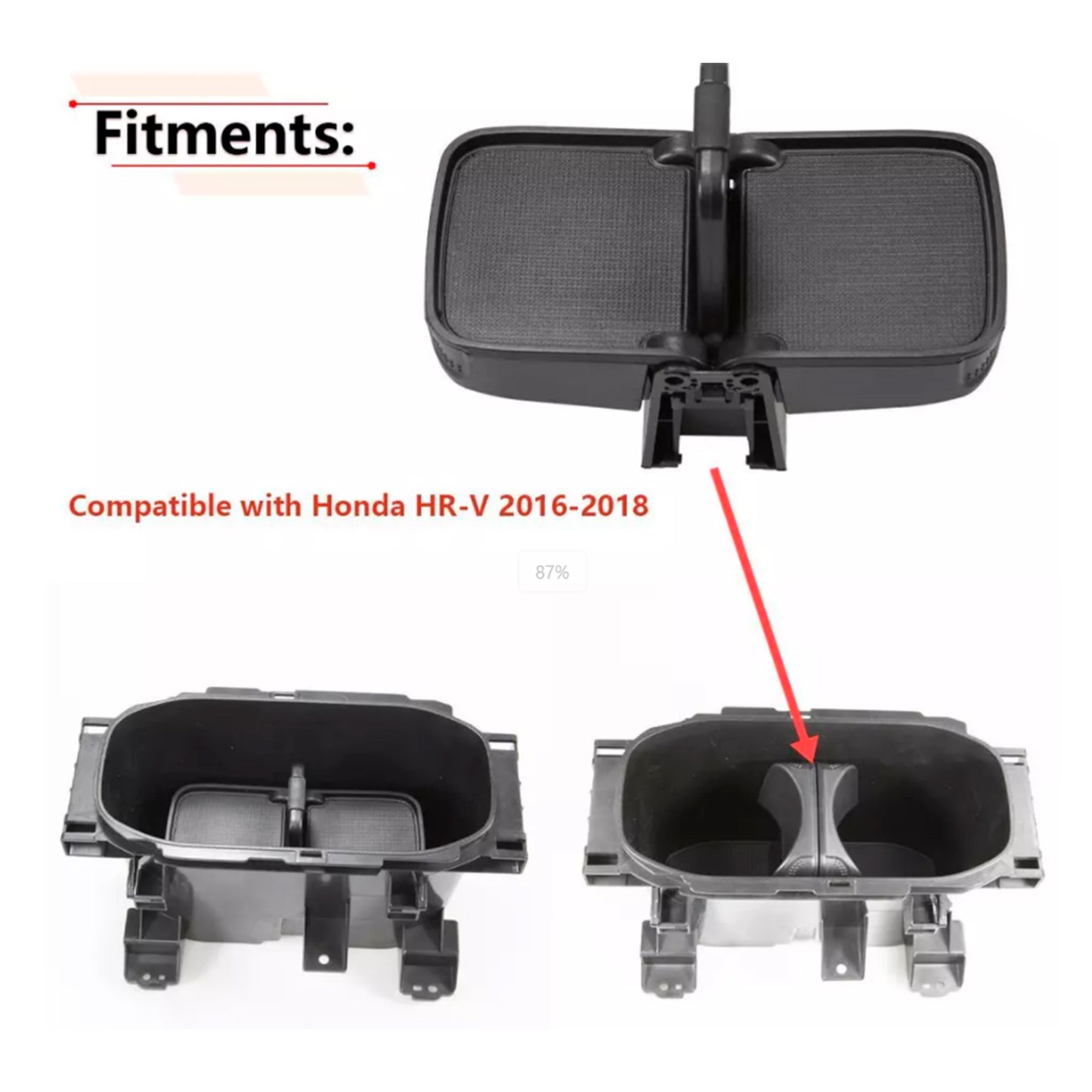 Center Console Cup Holder Insert Part 77230-T7W-A02ZA For Honda HRV HR-V 2016-18